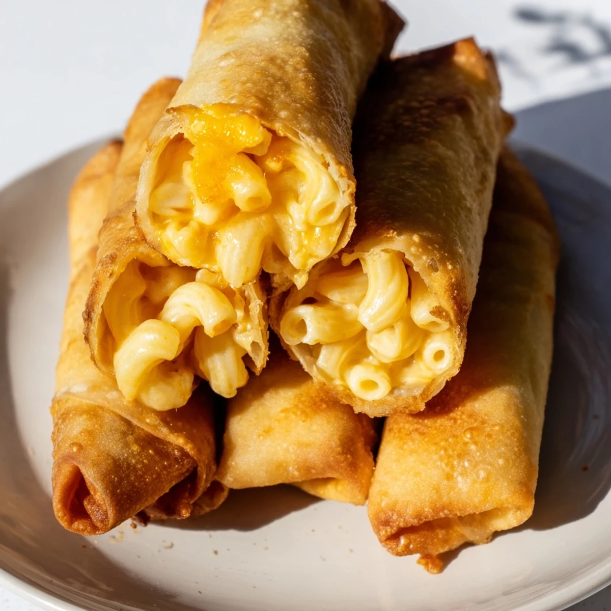 Golden-brown Tinis Mac and Cheese Lumpia Rolls offer a satisfying crunch and creamy, cheesy filling inside.