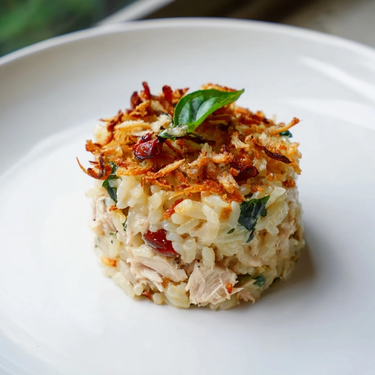 Golden-brown Marry Me Chicken Sushi Bake Cups, featuring a creamy sauce and baked to perfection.