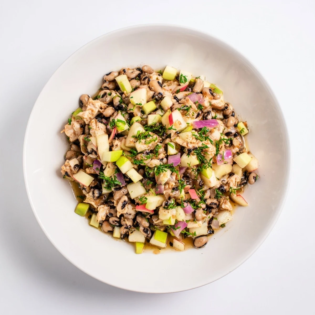 Fresh, colorful Chicken and Apple New Years Luck Salad, bursting with flavors and textures for good fortune.