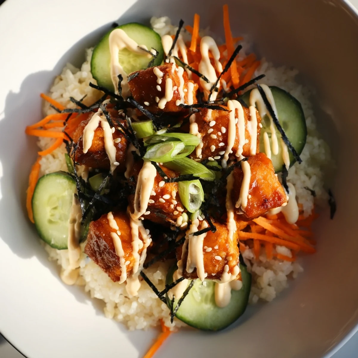 Golden, crispy salmon bites in a bowl with vibrant veggies, a flavorful and easy recipe.