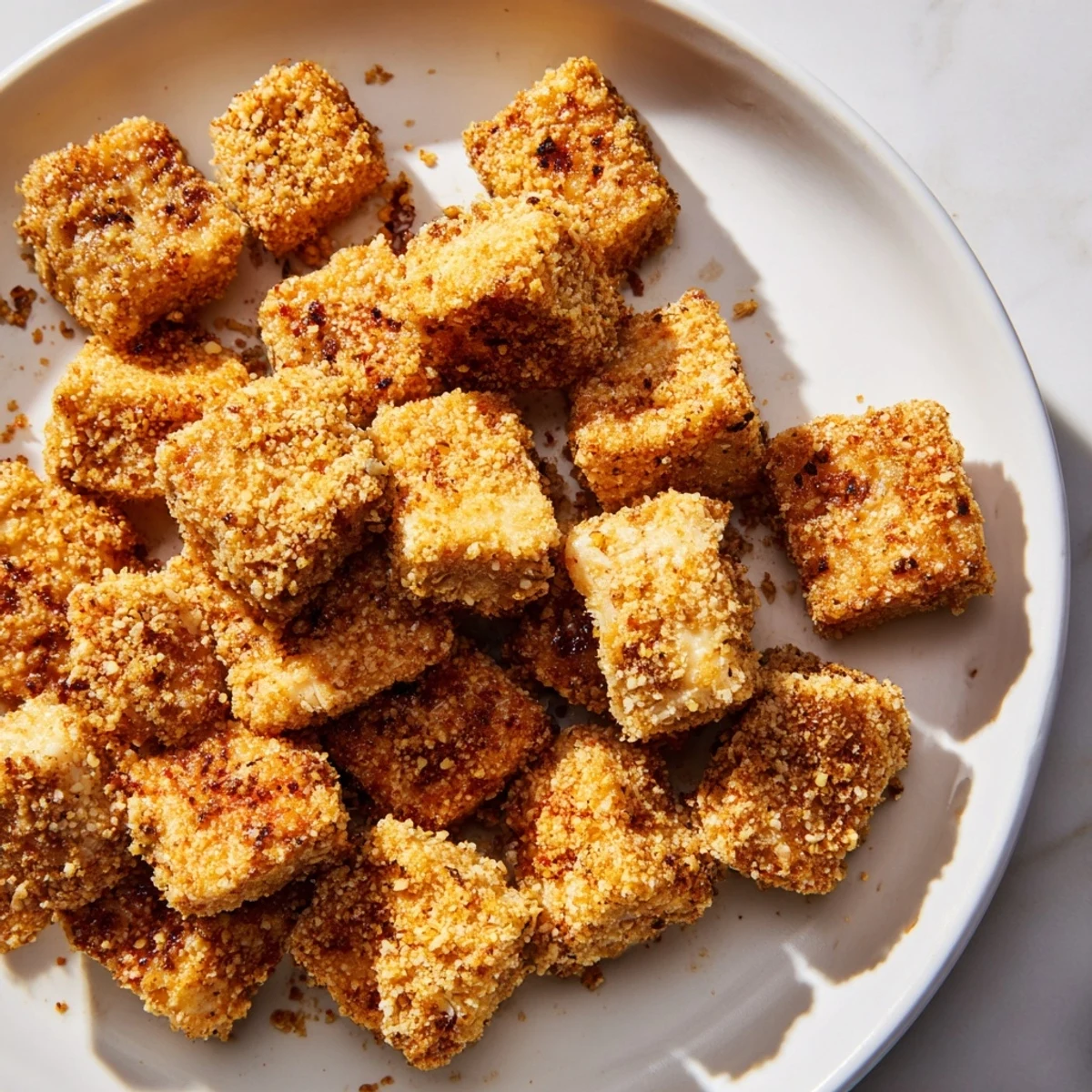 Perfectly fried and crunchy Crispy Tofu Nuggets offer a delicious, flavorful vegan meal option.