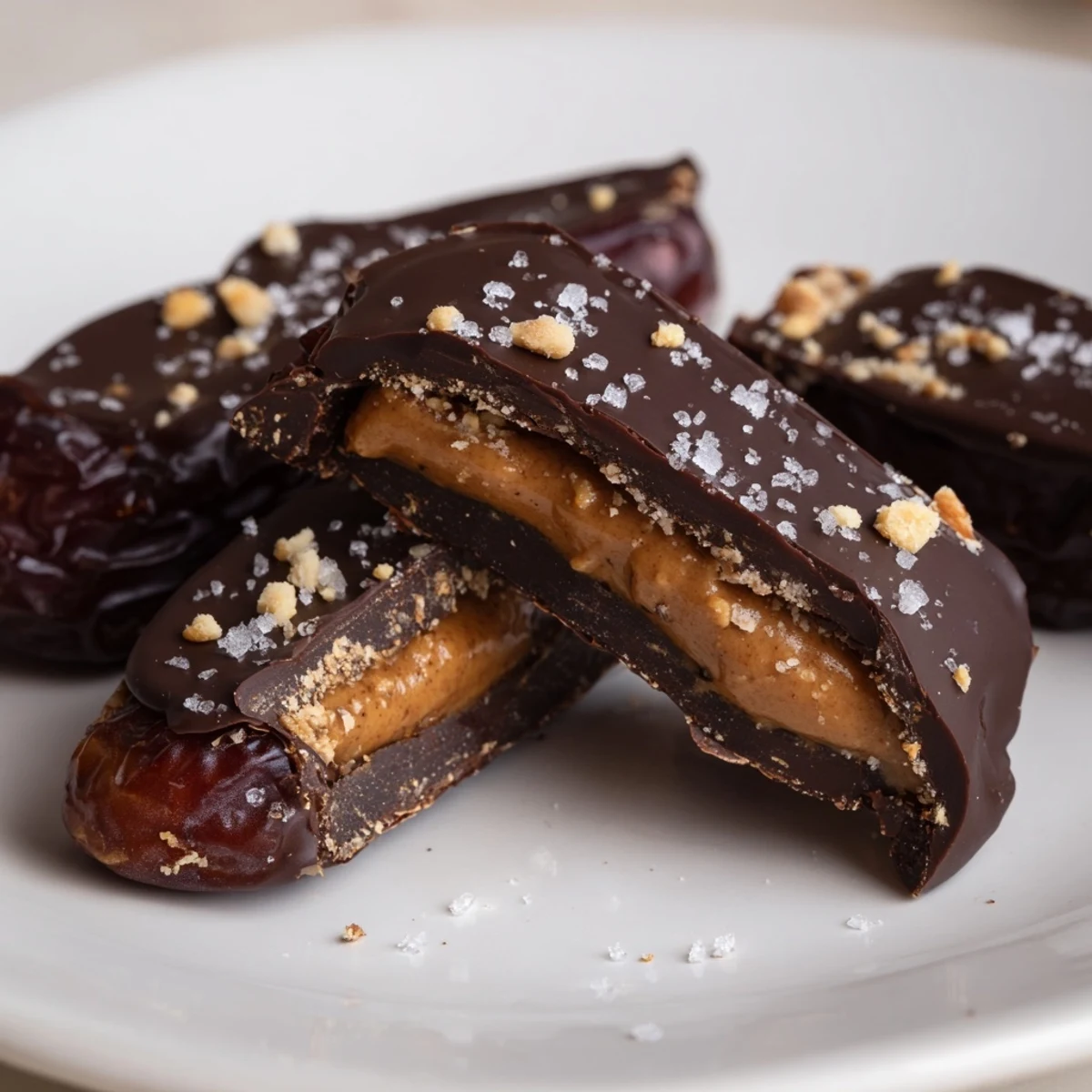 Sweet and chewy Date Bark Snickers-Style, layered with peanut butter and rich chocolate, ready to enjoy.