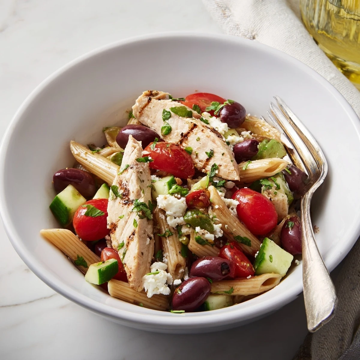 Greek Chicken Pasta Bowl