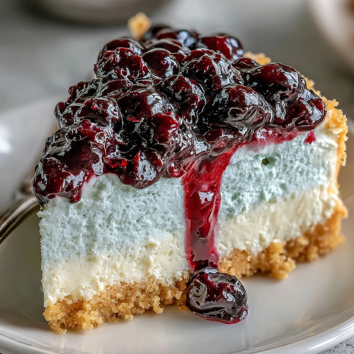 Slices of Lemon Blueberry Shortbread Mousse Cake showcase golden shortbread, fluffy lemon mousse, and a vibrant blueberry swirl on top.