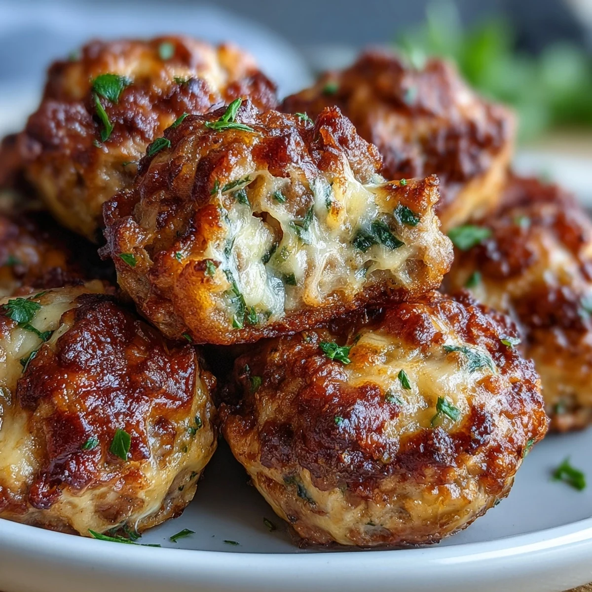 Freshly baked Rotel Sausage Balls served warm on a rustic platter, perfect for a savory game-day appetizer or brunch spread.