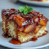 Luscious upside-down cake featuring tender baked peaches and rich brown sugar notes.