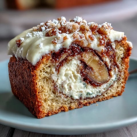 Cream Cheese Cinnamon Swirl Banana Bread slices showcase moist crumb and visible ribbons of sweet cinnamon sugar.