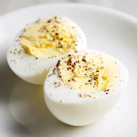 Creamy, perfectly cooked perfect hard-boiled eggs gleaming, ready for a quick and healthy snack.