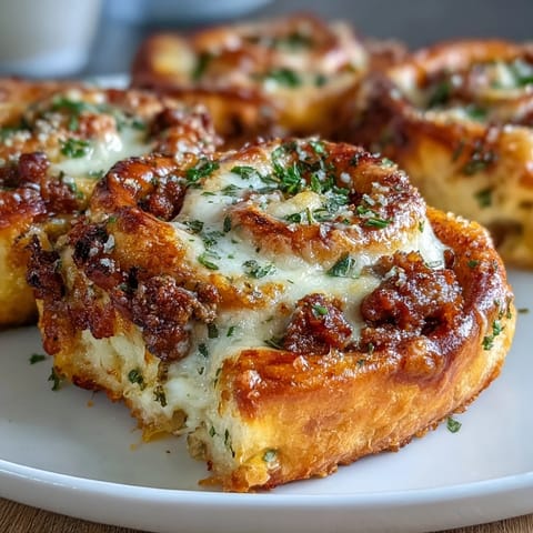Freshly baked Irresistible High Protein Pepperoni Pizza Rolls sit beside a small bowl of warm marinara for dipping.