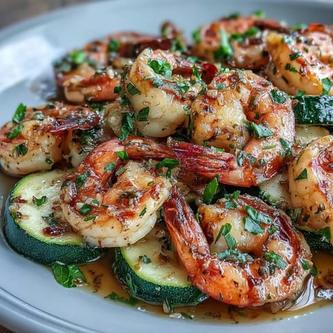 Delicious foil-baked shrimp and zucchini in a rich lemon-garlic butter sauce, perfect for a quick and healthy keto dinner.  