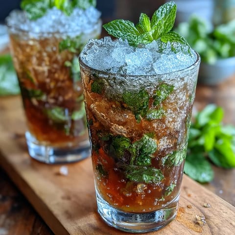 Non-alcoholic Kentucky Derby Mint Julep Mocktail with vibrant green mint leaves, sparkling water, and a hint of citrus, perfect for hot summer days.