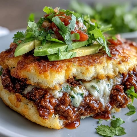 Satisfying gluten-free cloud bread tacos piled high with juicy taco meat and fresh salsa.