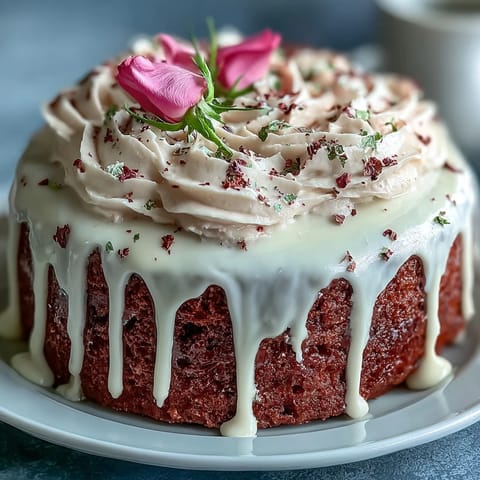 Delicate pink velvet cake infused with rosé, artfully adorned with edible gold.