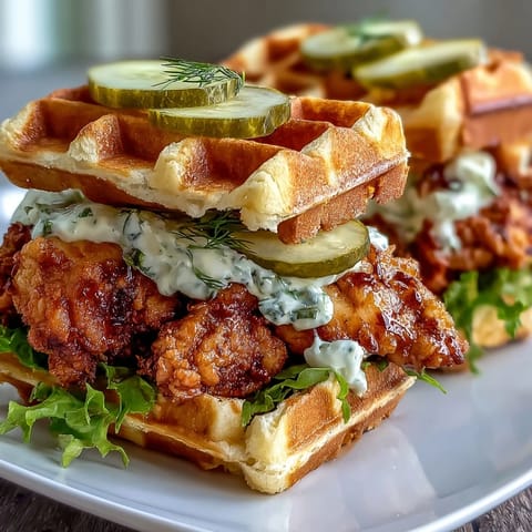 Tender, savory Pickle-Brined Chicken Waffle Sliders perfect for a casual, delicious meal.