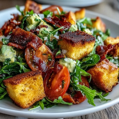 Delicious Cornbread BLT Panzanella, a hearty and vibrant summer meal.
