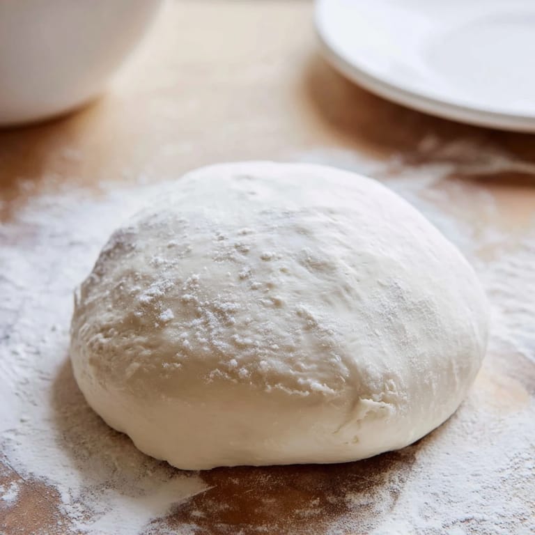 This Homemade Pizza Dough is smooth and elastic before rising, promising a perfect, chewy crust.