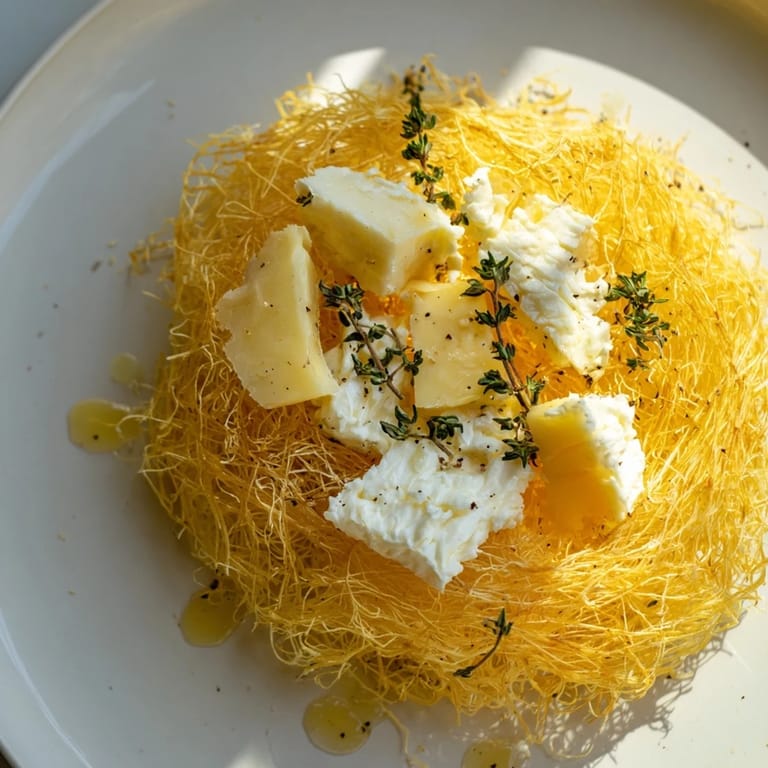 A close-up of The Rustic Barnyard appetizer with textural contrasts: crispy phyllo under rich cheese wedges.