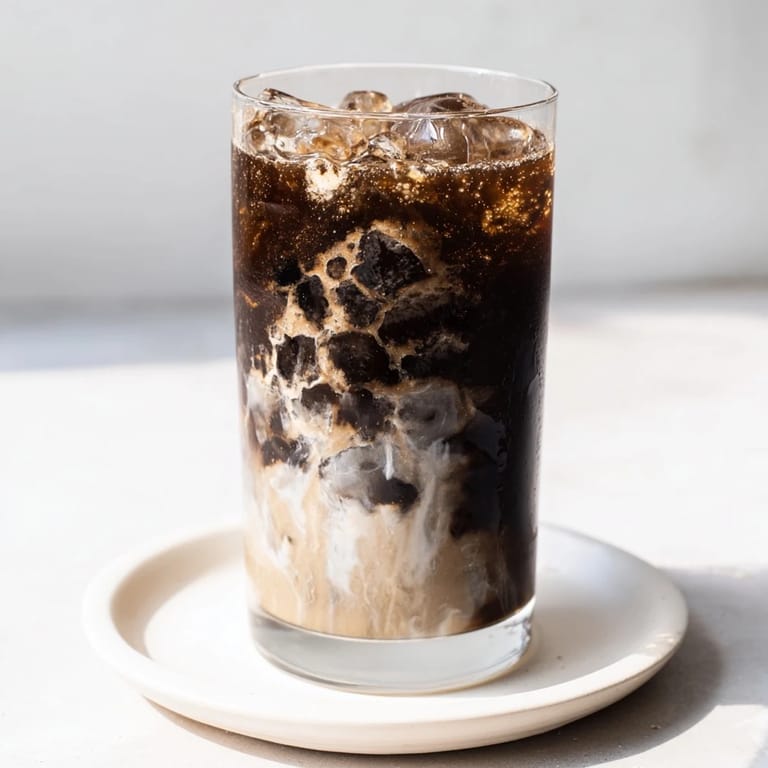 The perfect visual: a refreshing chocolate cracking iced latte, ready to be enjoyed with the delicious chocolate crack!