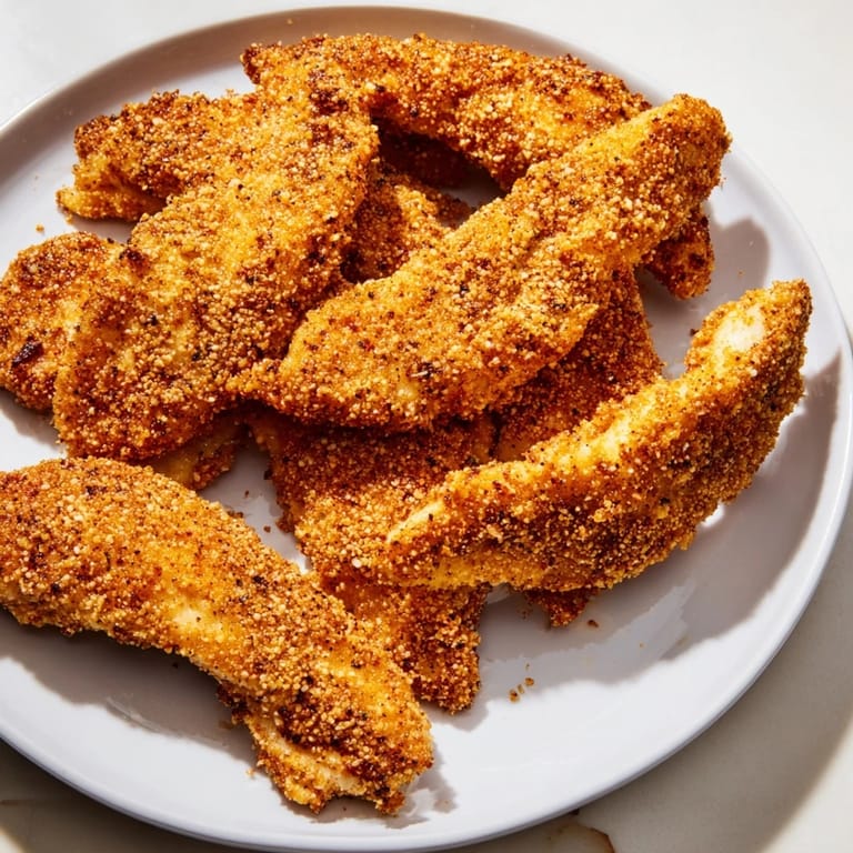 Picture succulent crispy air-fried chicken tenders, perfectly cooked and served with your favorite dipping sauce.