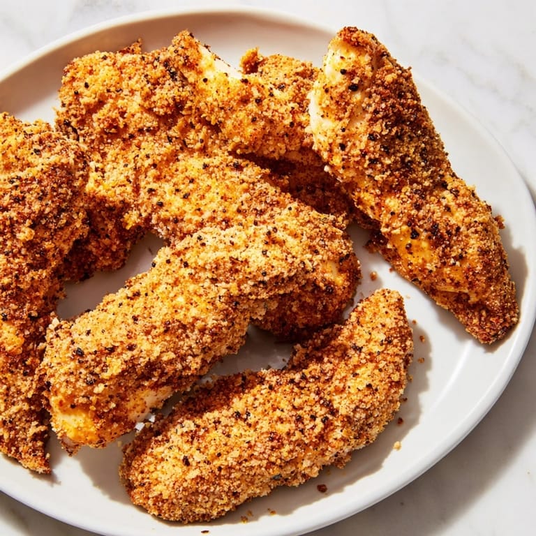 These flavorful air-fried chicken tenders boast a crunchy exterior and juicy, tender chicken inside.