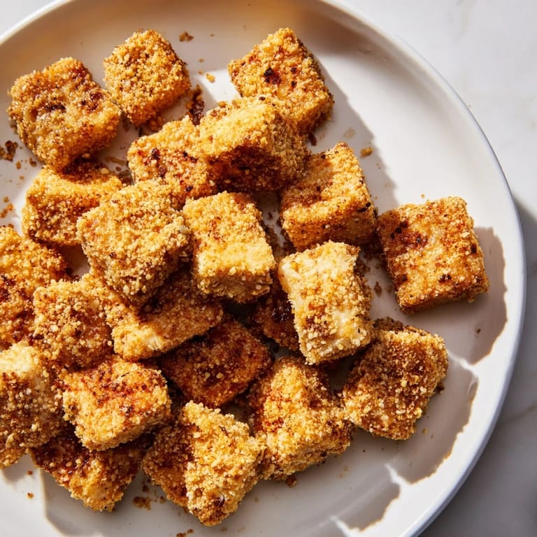Perfectly fried and crunchy Crispy Tofu Nuggets offer a delicious, flavorful vegan meal option.