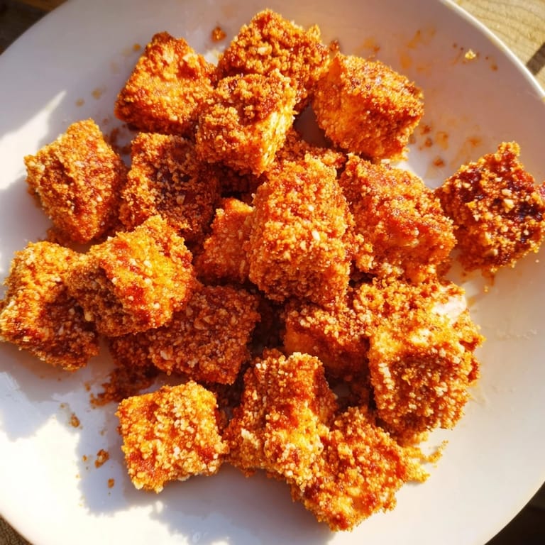 These homemade Crispy Tofu Nuggets look amazing, served with dipping sauces: a plant-based delight.