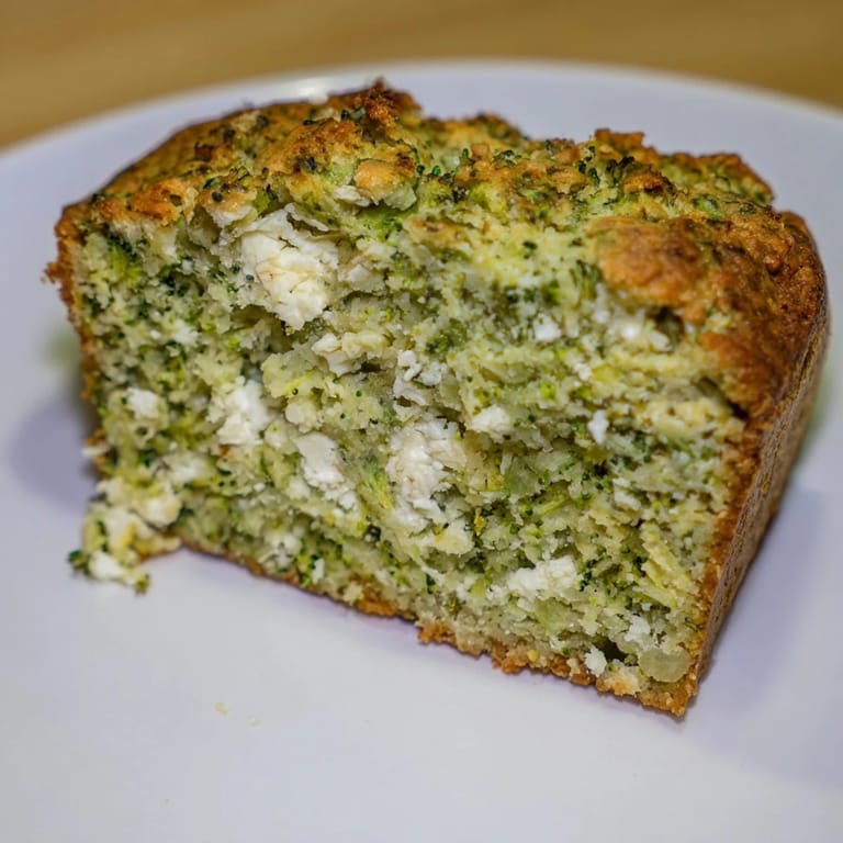 Savory broccoli and feta loaf with a tender crumb, served warm alongside a fresh garden salad for a light meal.
