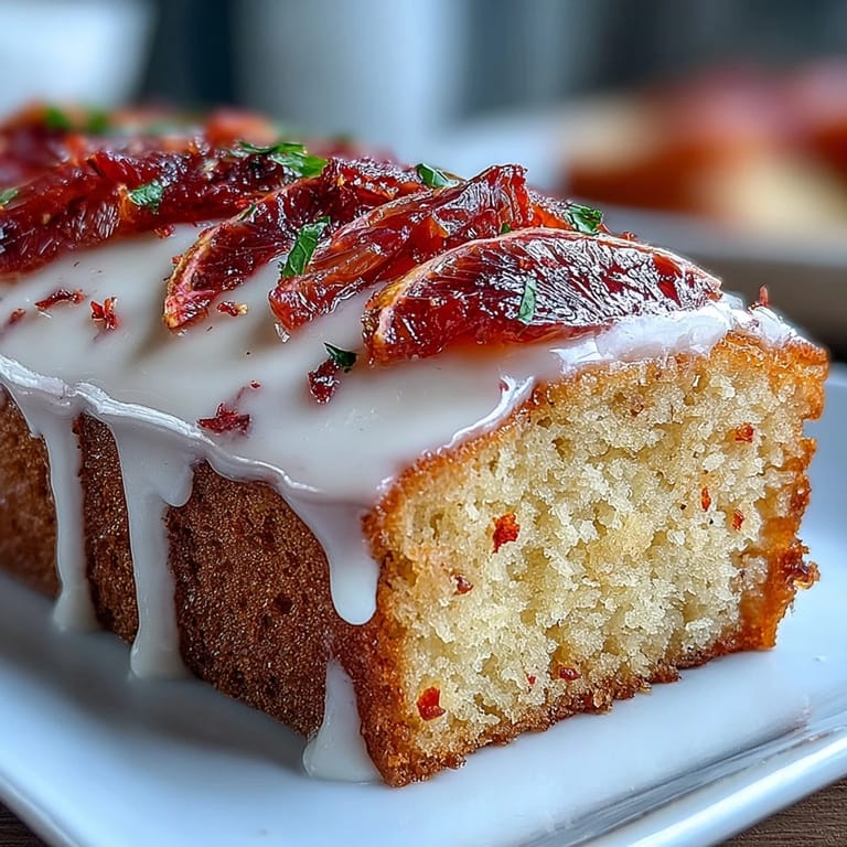 A slice of Heavenly Blood Orange Yogurt Cake served on a plate, ready for a blissful dessert.