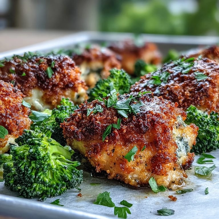 Ready-to-eat Crispy Parmesan Broccoli & Chicken Trays with a cheesy crust, paired beside fluffy rice for a hearty dinner.