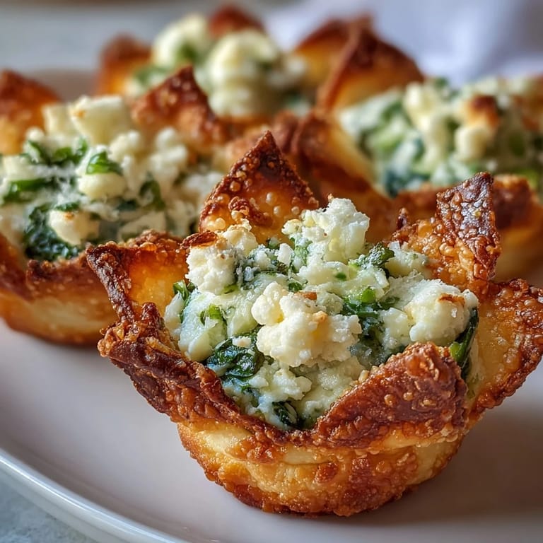 These savory Crispy Spinach Feta Wonton Cups pair perfectly with chilled Sauvignon Blanc at parties.