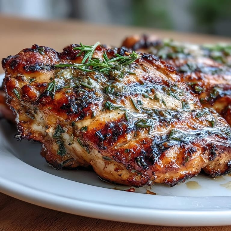 Tender grilled chicken and roasted carrots, parsnips, and potatoes, garnished with fresh rosemary for a comforting, gluten-free meal.