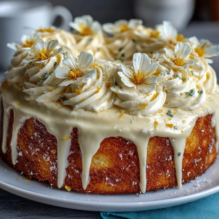 Zesty lemon sunshine cake, a beautifully decorated centerpiece for any celebration.