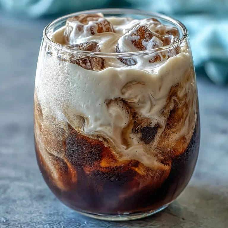 Enjoy homemade cold brew coffee poured over ice, finished with sweet cream.
