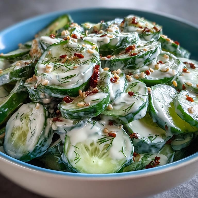 Vivid Viral Cucumber Salad with tangy dressing, perfect summer side dish.