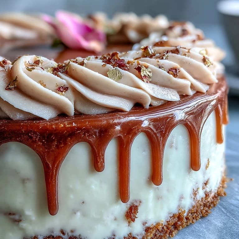 A festive Bridal Shower Rosé Velvet Cake, draped in opulent gold chocolate.