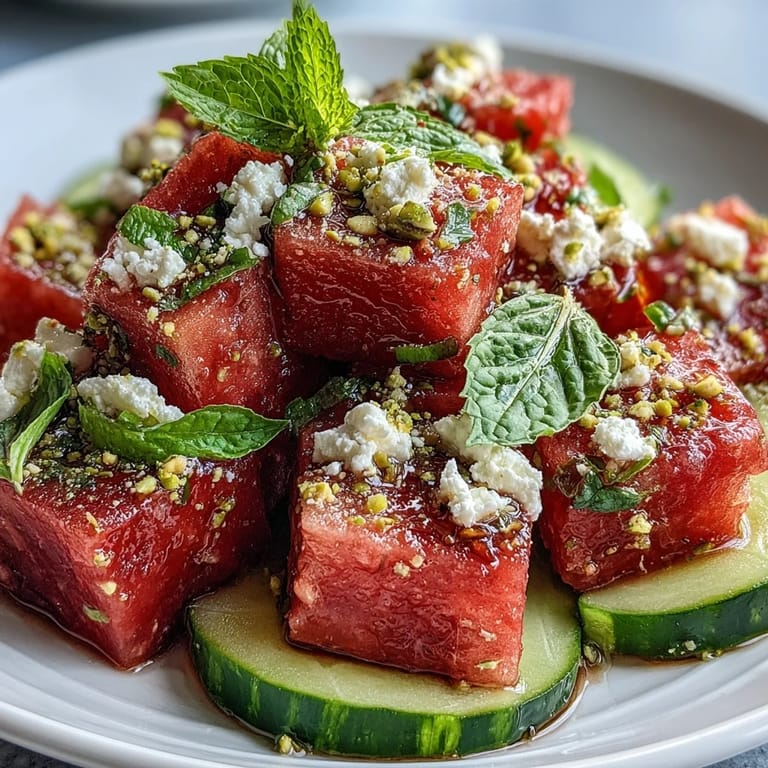 Juicy Watermelon Feta Crunch Salad with creamy feta and a zesty lime finish.