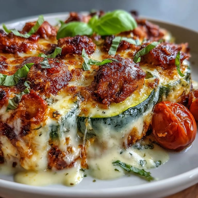 Tender chicken and zucchini bake in a luscious cream sauce, topped with melted cheese.