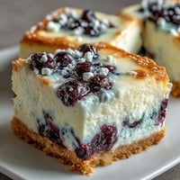 Creamy no-bake lemon blueberry cheesecake bars, a sweet, tangy, and fruity summer dessert.
